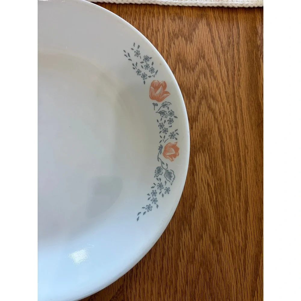 Corelle Apricot Grove Oval Serving Platter 12 inch Peach Floral White Corning